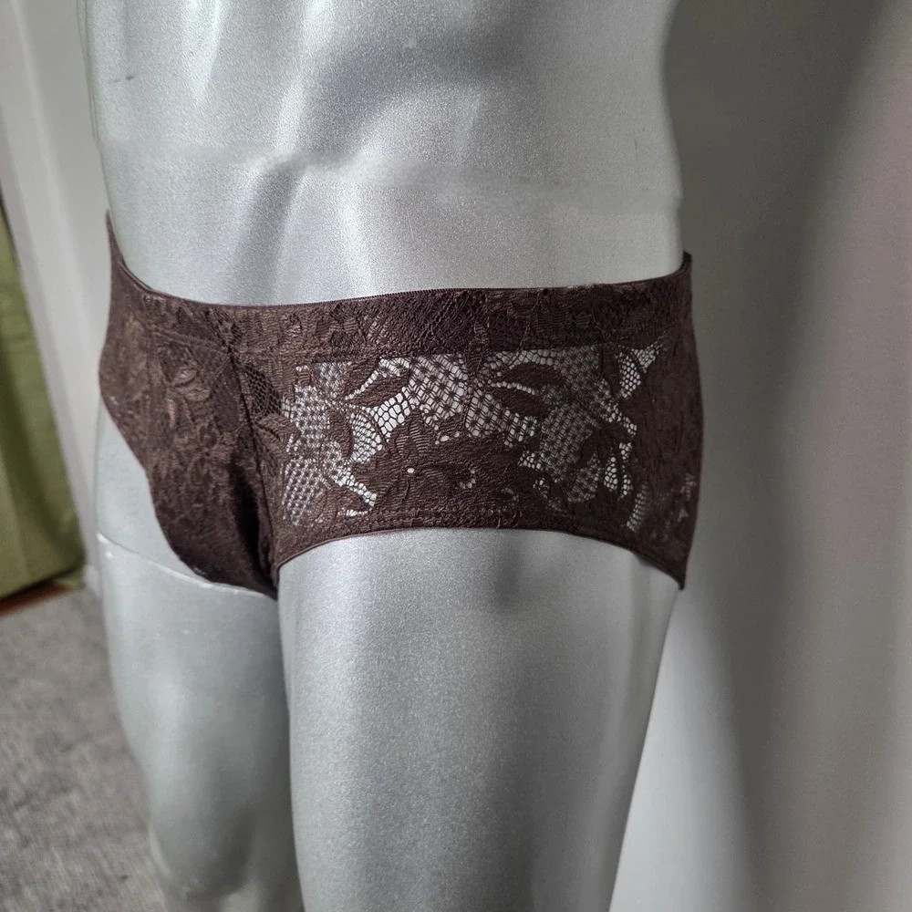 Cosabella luxurious stretch lace Briefs Brown Floral Mid Rise New